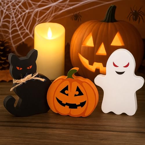 Halloween Decorations Indoor, Super Cute Wooden Signs, Ghost Pumpkin...