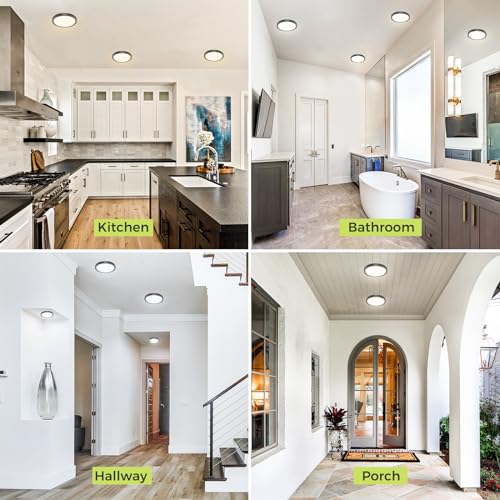 image for hepside 6PACK Flush Mount LED Ceiling Light Fixture Black, 6.5Inch 12W