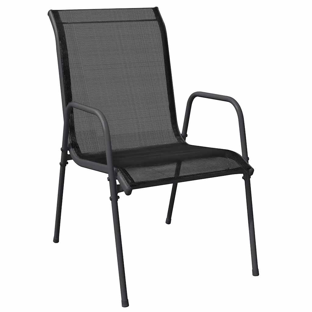 Gartenstühle 2 STK Stahl und Textilene Schwarz, stapelbar klappbar mit Armlehne, wetterfest und leicht, ideal als Balkonstuhl, Terrassenstuhl und Campingstuhl für entspannte Stunden