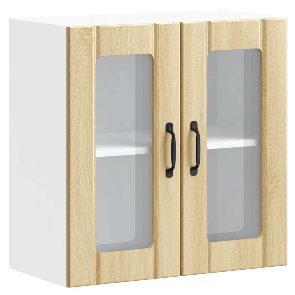 vidaXL Kitchen Wall Cabinet with Glass Door Lucca Sonoma Oak Engineered