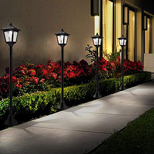 Greluna 40 Inches Mini Solar Lamp Post Lights Outdoor, Solar Powered Vintage Street Lights For Lawn, Pathway, Driveway, Front/Back Door, Pack Of 2 #TOP3