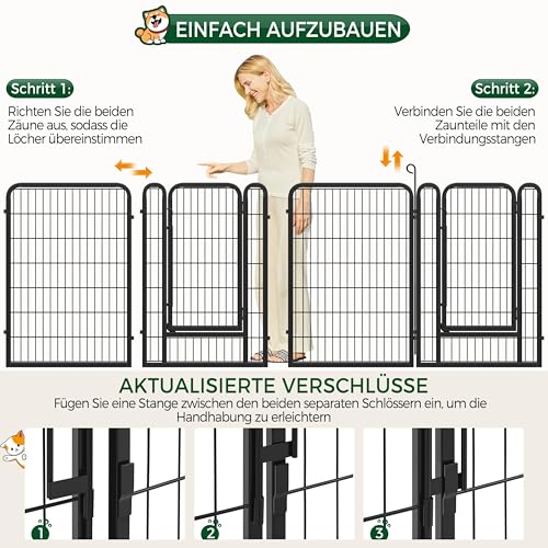 Yaheetech Welpenauslauf 100cm hoch, 6-teilig Welpenlaufstall faltbar mit Tür, Hundelaufstall Freilaufgehege für Hunde Wohnung & Garten, Aufbau werkzeugfrei