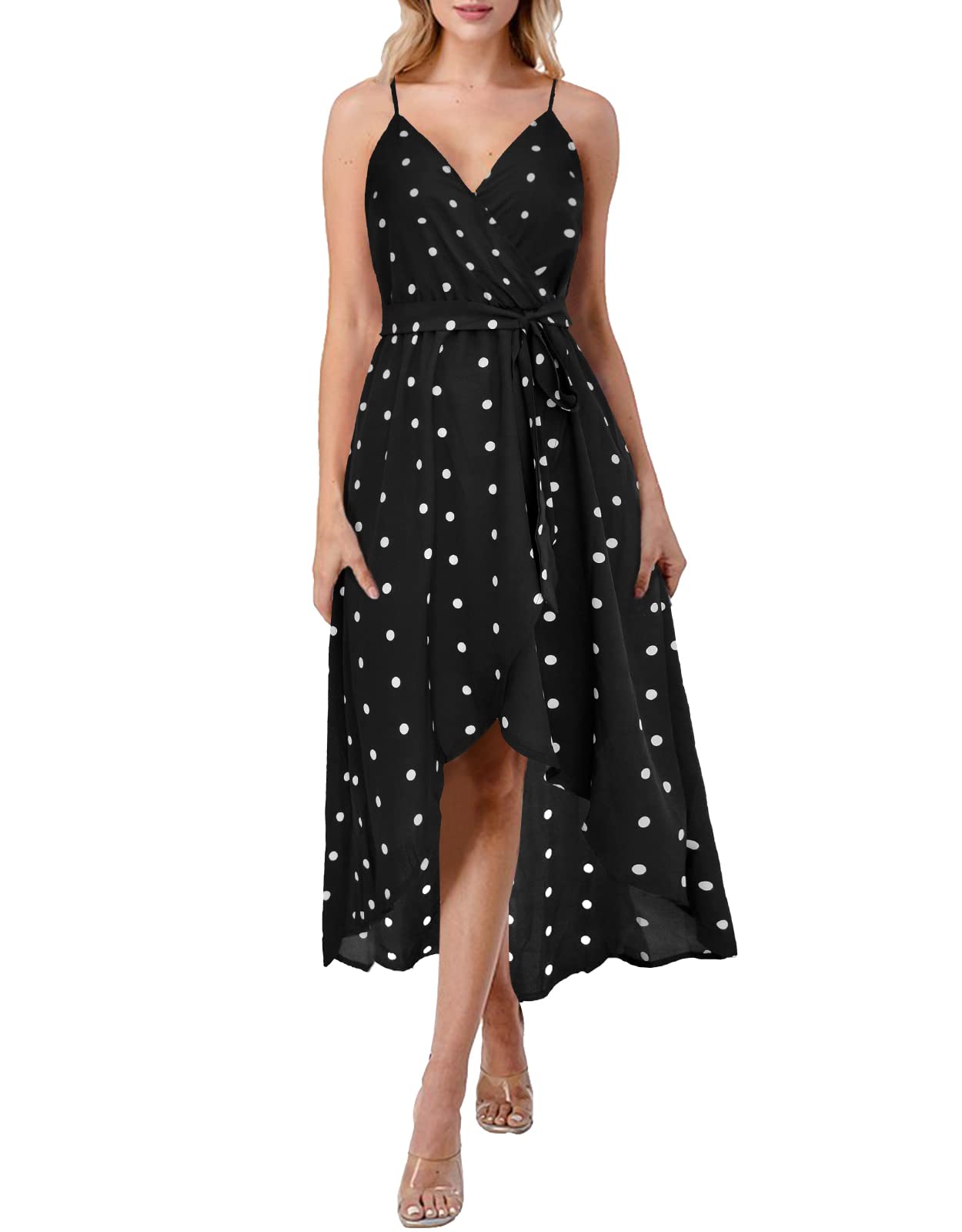 Women's Casual Dress Floral Print Cross Deep V-Neck Backless Bohemian Flowy Long Maxi Dresses