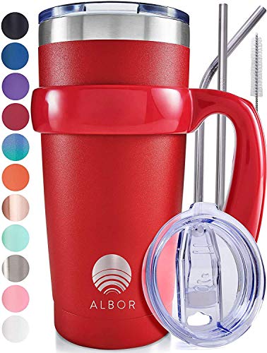 ALBOR Triple Insulated Stainless Steel Tumbler 20 oz Scarlet Coffee Travel Mug With