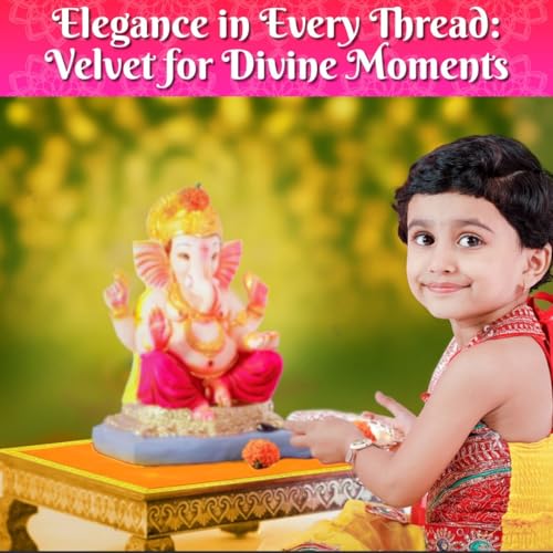 Image of Bhakti Lehar (9 x 13 Inch) Plain Orange Velvet Pooja Aasan for God Idol /Chowki Aasan Kapda Cloth for Temple Shelf Home Mandir, Ganesh Baithak and God Idol Sitting - Pack of 2