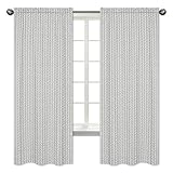 Sweet Jojo Designs Grey and White Boho Herringbone Arrow Window Treatment Panels Curtains for Gray Woodland Forest Friends Collection - Set of 2
