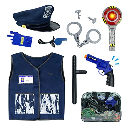 Redcrab Kids Police Officer Pretend Costume Play Toys Set,Hat And Uniform Outfit Role-Playing Toy For Toddler Dress Up,Chirldren Halloween Kit For 3+ Years Old Boys Girls #TOP10