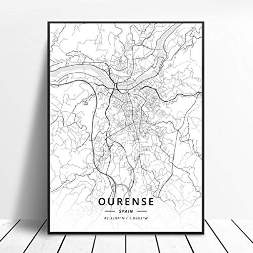 P�ster del Mapa del Arte de la Lona de Bilbao Gijon Barcelona Valencia Algeciras Ourense Espa�a 50x70cm Sin Marco AQ-863