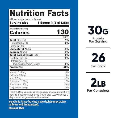 Image of Nutricost Grass-Fed Whey Protein Isolate (Unflavored) 2LBS | GMO-Free, Gluten Free, Pure Protein