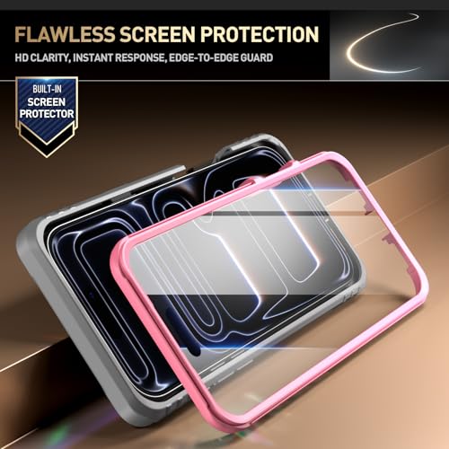 Image of Poetic for iPhone 17 Pro Max Case with Camera Control Capture Button, [Built-in Stand] [Built-in Screen Protector] Full-Body Military Grade Rugged Phone Case for iPhone 17 Pro Max, Pink