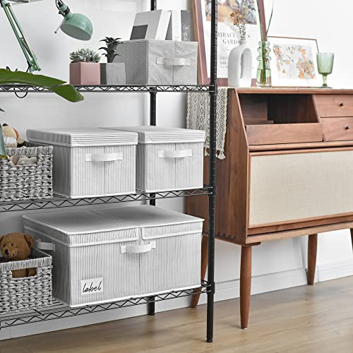 Granny Says Large Storage Bins With Lids, Shelf Basket, Canvas Decorative Storage Container For Wardrobe Closet Shelves, Bins For Closet Organization Storage Box Toys, White/Black, 1-Pack #TOP2