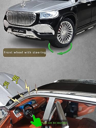 Image of Invite Enterprise Die-Cast Zinc Alloy 1:24 Scale Mrcedes Benz Gls600 Maybach Car Model Large With 6 Openable Doors,Lights & Music Alloy Pull Back Toy Car For Kids, Cars(Gls600), Multicolor