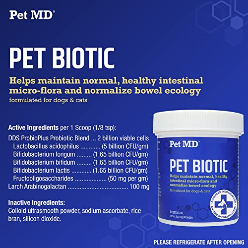 Pet MD Biotic Probiotics for Dogs & Cats – Prebiotic, Fiber, & Probiotic Powder – Gas, Constipation Relief, & Anti Diarrhea – Balance Digestive Flora & Restore Gut Health for Dogs & Cats – 2.12 oz Pet MD Biotic Probiotics for Dogs & Cats – Prebiotic, Fiber, & Probiotic Powder – Gas, Constipation Relief, & Anti Diarrhea – Balance Digestive Flora & Restore Gut Health for Dogs & Cats – 2.12 oz