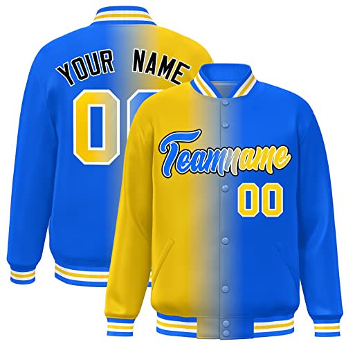Custom Men’s Baseball Jackets Gradient Lightweight Bomber Letterman Coats Stitching Personalized Name Number