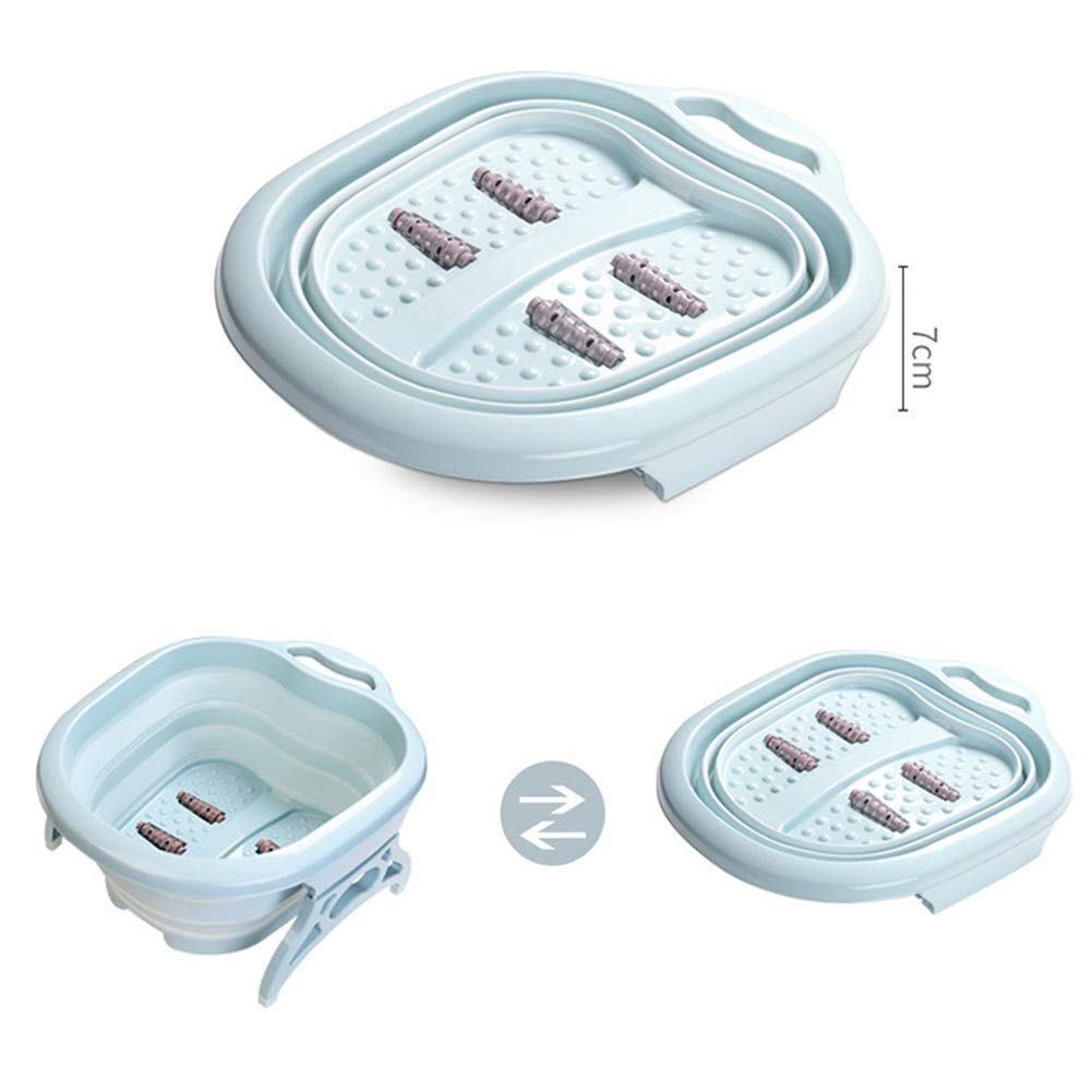 Bañera plegable para pies con 4 rodillos masajeadores, lavabo de plástico grueso y resistente para remojar los pies, pedicura y masajear tobillos (rosa) para perseguir la felicidad