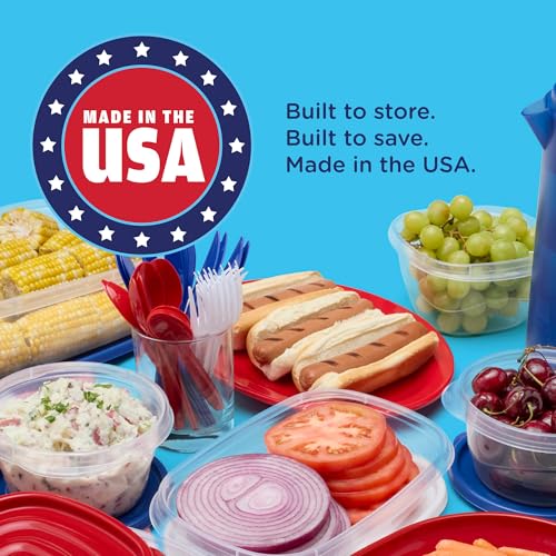 Image of Rubbermaid TakeAlongs Special-Edition Americana 13-Piece Set of Food Storage Containers with Lids, Including Two Pitchers and Ice Tray, QuikClik Seal, BPA-Free