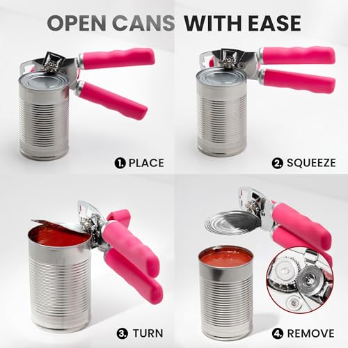 Image of Zulay Kitchen Manual Can Opener Heavy Duty Patented Stainless Steel, Berry