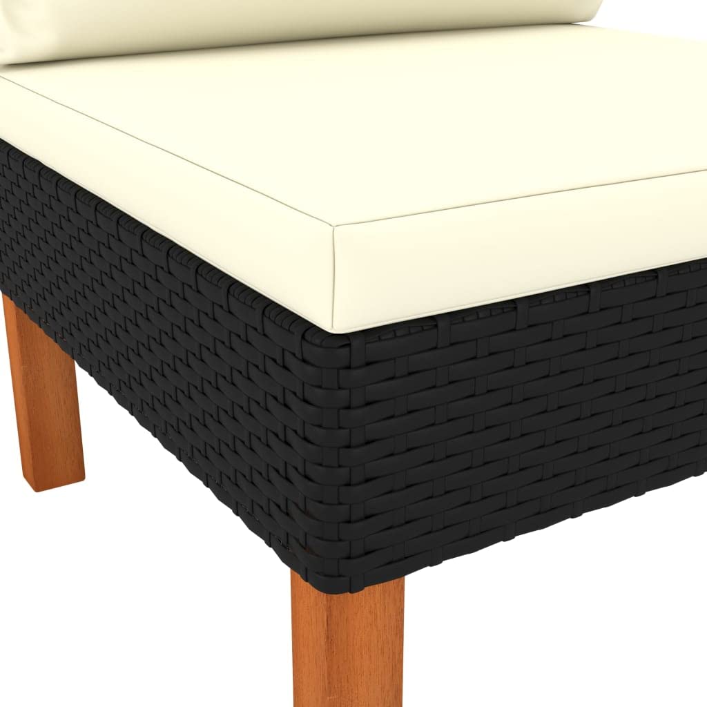 vidaXL Sofá Central Jardín Patio Muebles Mobiliario Terraza Exterior Hogar Silla Asiento Acolchado Suave de Ratán Sintético Madera Maciza de Eucalipto
