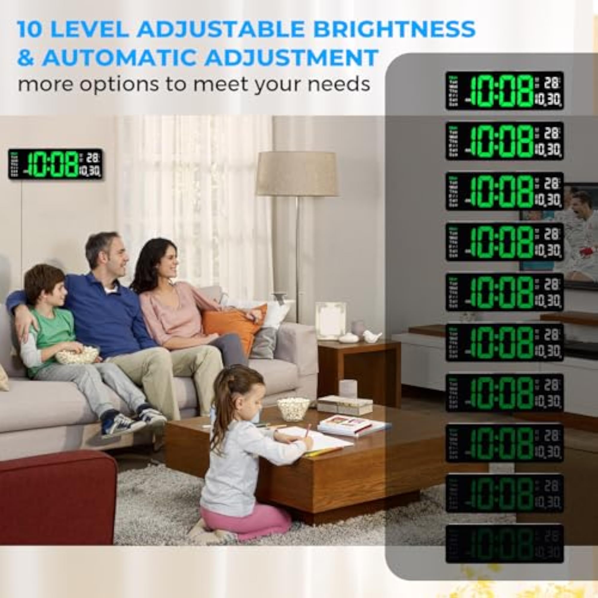 Digital Wall Clock, Large Display