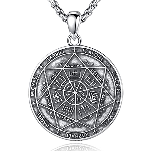 Pendentif Sceau des 7 Archanges Michael, Amulette de Protection Spirituelle en Argent