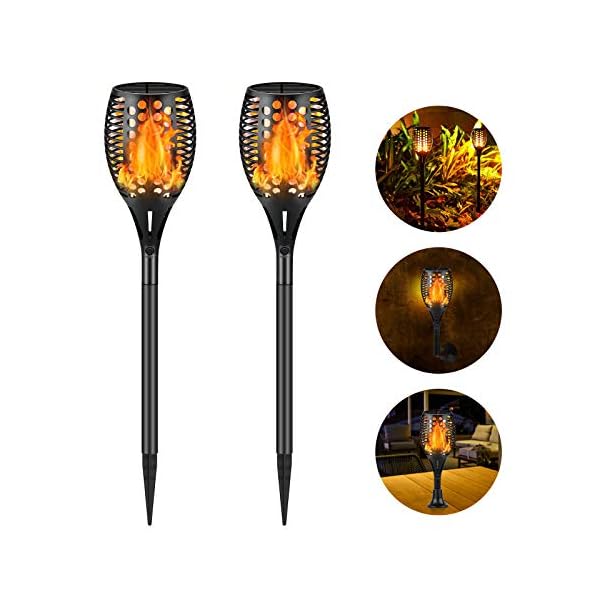 OPAMOO Solar Flammenlicht, 96 LED Solarleuchten Garten IP65 Wasserdicht Solarlampe Garten Fackeln Außen Solar…