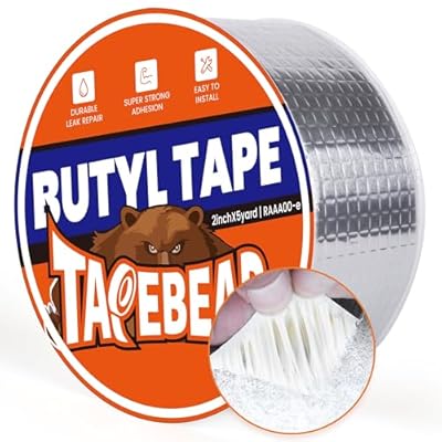 TAPEBEAR Butyl Tape 2inch x16feet, Aluminum Duct Sealing Tape Waterproof Sealant Repair Tape for RV Roof, Boat and Pipe Sealing, Glass & EDPM Roof Leak Patching