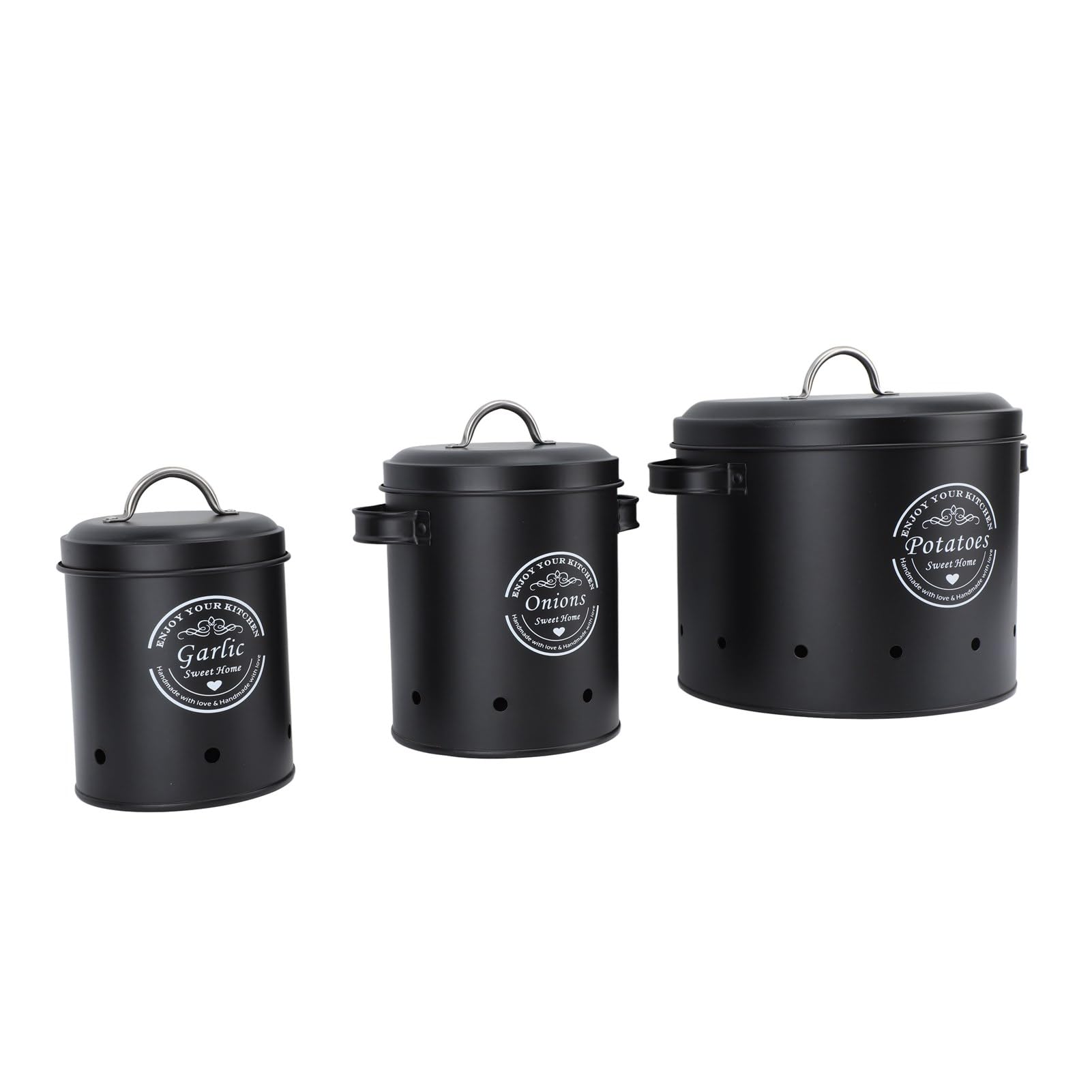Kartoffelaufbewahrungsbehälter Set, Küchenvorratsdosen aus (BLACK)