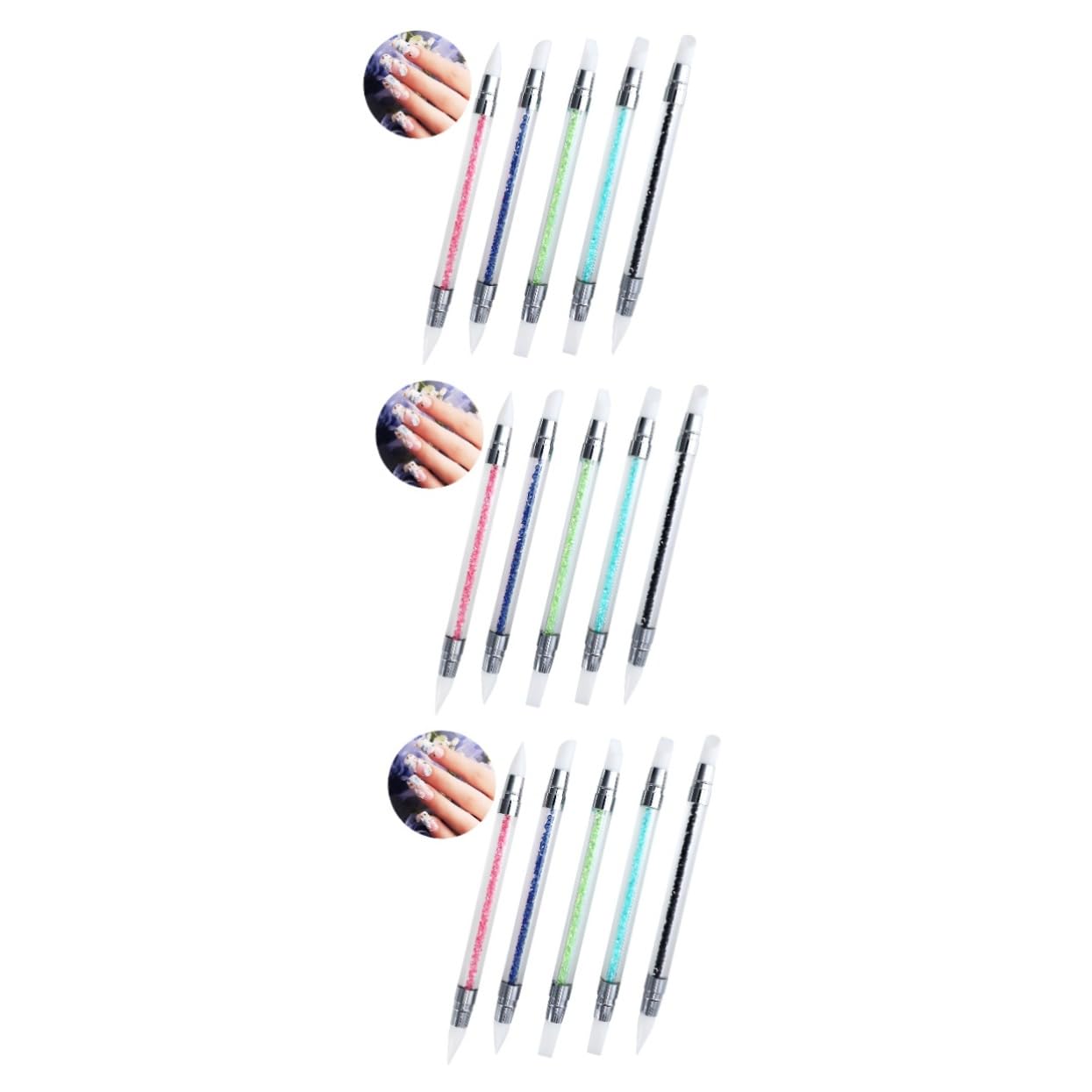 Healeved 15 Pezzi Strumenti Per Nail Art Penna Gel Con Manico in Strass Acrilico Non-design Per Smalto Per Unghie