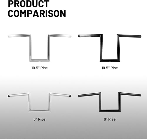 Miniatura 3 de OUMUR Manillar de motocicleta de 8 pulgadas de altura de 1 pulgada Ape Hanger Z-Bars para Harley Sportster XL883 XL1200 Softail Dyna para Yamaha