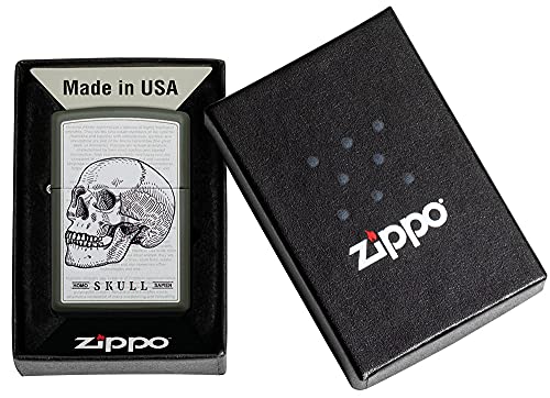 Encendedor de bolsillo Zippo con diseño calavera verde mate miniatura 6