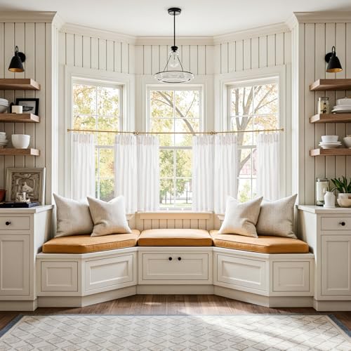 jinchan Linen Pinch Pleated Kitchen Curtains 36 Inch 4 Panels,