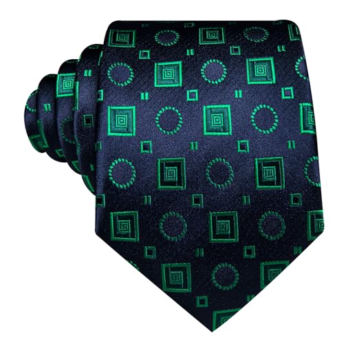 Image of Barry.Wang Plaid Ties Check Mens Necktie Set with Handkerchief Cufflinks Classic Stripe