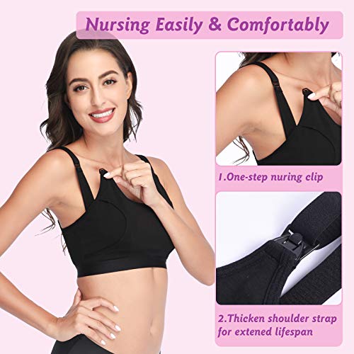 Lupantte Hands Free Pumping Bra, Comfortable Breast Pump Bra with Pads, Adjustable Nursing Bra for Pumping .Fit Most Breast Pumps Like Spectra, Lansinoh, Philips Avent etc. (Medium) Black