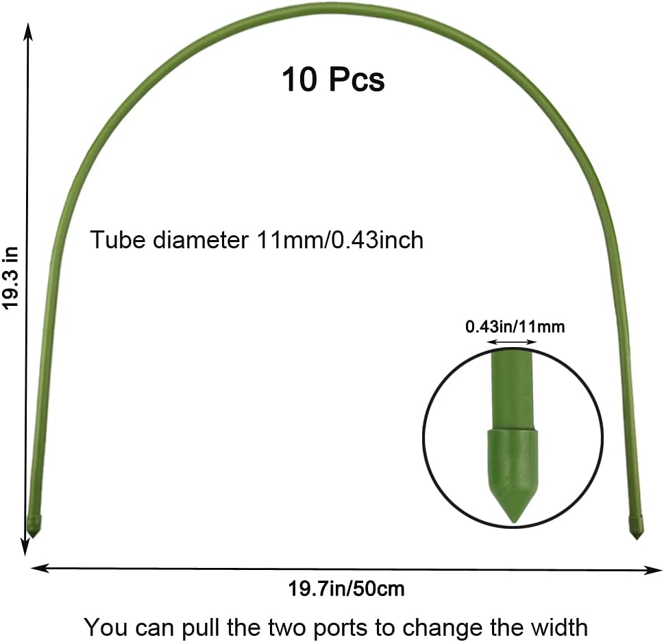 10 Pcs Garden Greenhouse Hoops, 19.7"x18.9" Dia.11mm Garden Tunnel Hoops for Raised Beds Row Cover - Rust Free Plant Cover Support Chicken Tunnel Garden Netting Frame : Patio, Lawn & Garden
