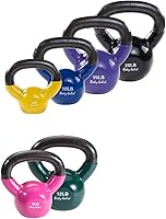 BodySolid Vinyl Coated Kettlebell Set KBVS70 (5-20 lbs) - Durable Floor-Protecting Weights for Home Strength Training