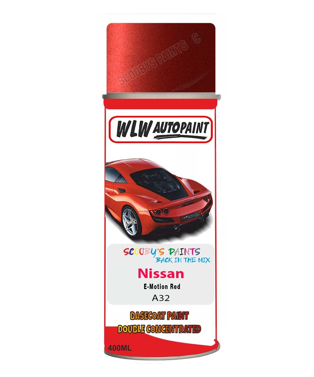 SCOOBYS PAINTS BACK IN THE MIX Basecoat Aerosol Spray Paint For Nissan Micra E-Motion Red 2004-2017 Code A32