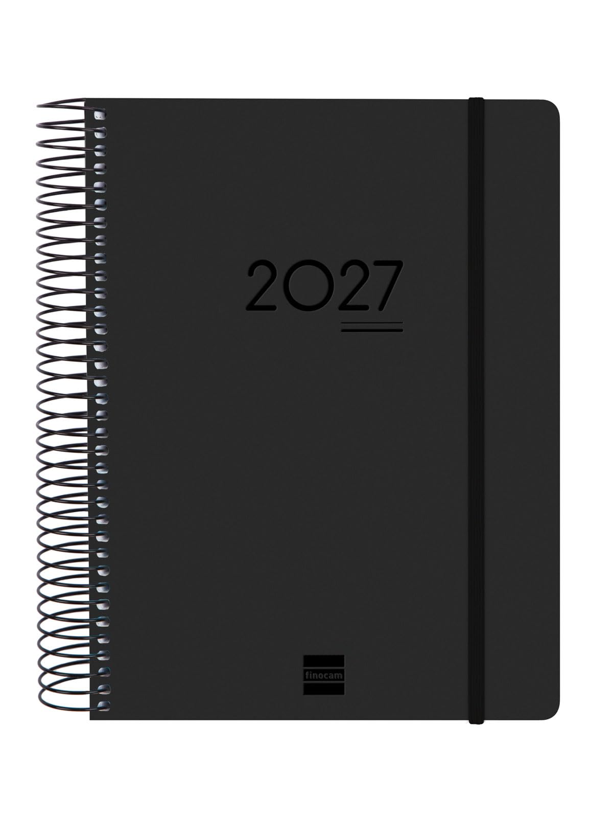Finocam Ikon Daily Planner 16-Month | 1 Day per Page · September 2026 to December 2027 | Black · International - Day-to-Page Diary