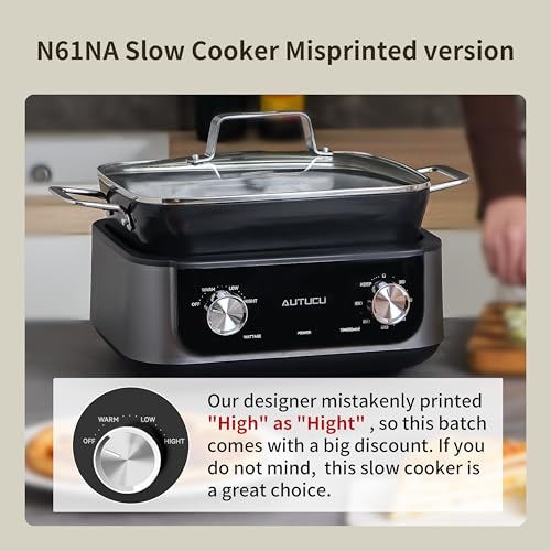 Image of 7-Quart Slow Cooker | PFOA-Free Ceramic Coating, Dishwasher Safe Oven Safe to 450F, Perfect for Large Families, Entertaining (With Timer)