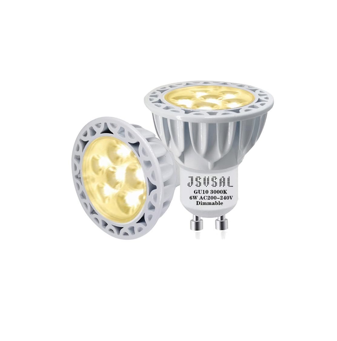 JSVSAL MR16 (GU10 Base) LED Light Bulb,Dimmable,AC 200-240V,3000K Soft White, 550-Lumen, 6-Watt(50-Watt Equivalent), Aluminum Casing,40-Degree MR16 LED Spot Track Light Bulb,2-Pack
