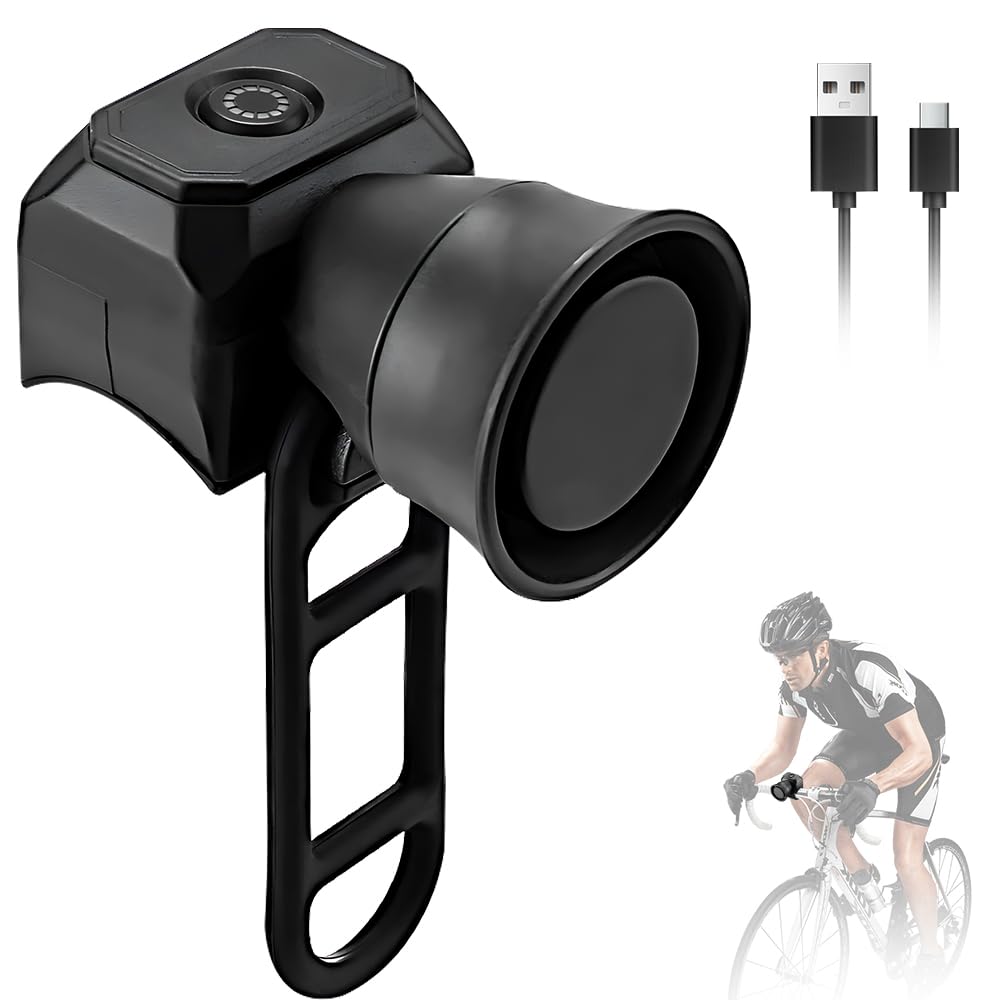 Campanello elettrico per bicicletta da 120 dB con 5 suonerie, clacson elettrico ricaricabile, USB, per MTB, bici da corsa, scooter