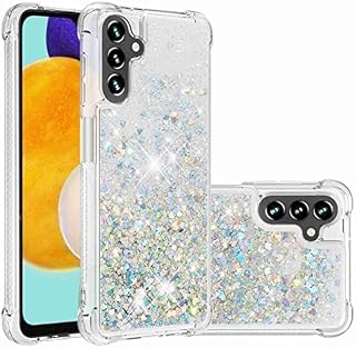 Galaxy A04S Case, Samsung Galaxy A13 5G Case Glitter Clear 3D Hearts Liquid Floating Silicone Phone Cover for Samsung A04s/ A13 5G, Shockproof Air Cushion Bling Bumper Case Girls Women Rose Gold
