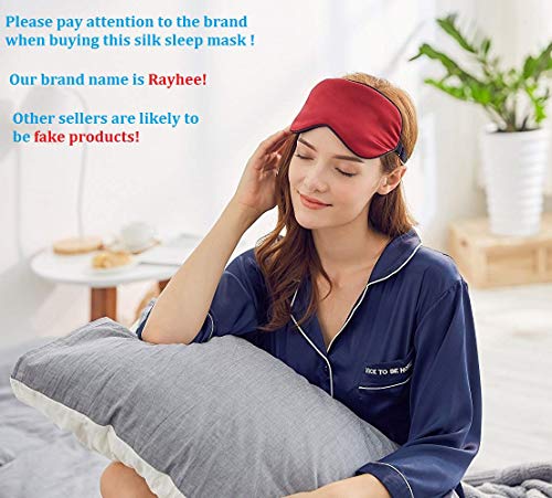 Silk Sleep Mask & Blindfold, Soft Eye Mask with Adjustable Head Strap, Deep Rest Eye Masks for Sleeping Night Eyeshade, Eye Cover for Travel, Shift Work & Meditation (Red)