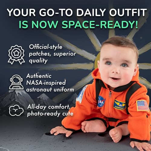 Astronaut Fleece Bunting - Baby & Toddler Kids Fleece Bodysuit with Elastic Waist – Hooded One Piece NASA Jumpsuit2