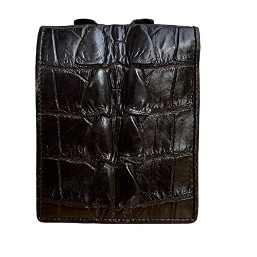 Genuine Alligator Bifold Wallet For Men, Real Crocodile Wallets Men (Black Alligator Tail Skin)