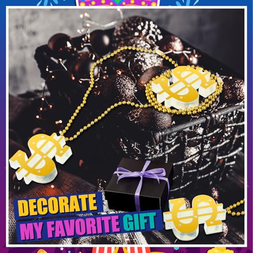 Dollar Sign Necklaces Gold Light up Chain Jewelry Mardi Gras Beads Led Bling on Necklace for Party, Halloween Hip Hop Pendant 6