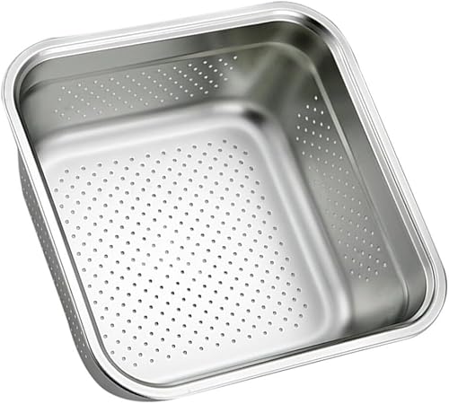 Miniatura 12 de VOSAREA Lavabo cuadrado de acero inoxidable, colador de metal, colador cuadrado de gran capacidad, para frutas, cocina, lavado de verduras,