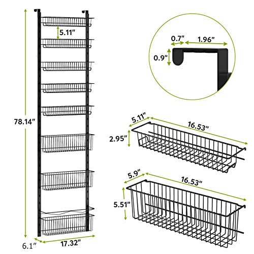 1Easylife Over The Door Pantry Organizer, 8-Tier Pantry Door Organizer With Adjustable Baskets, Black Pantry Door Organization And Storage With Metal Frame, Space Saving Spice Rack For Kitchen Pantry #TOP6