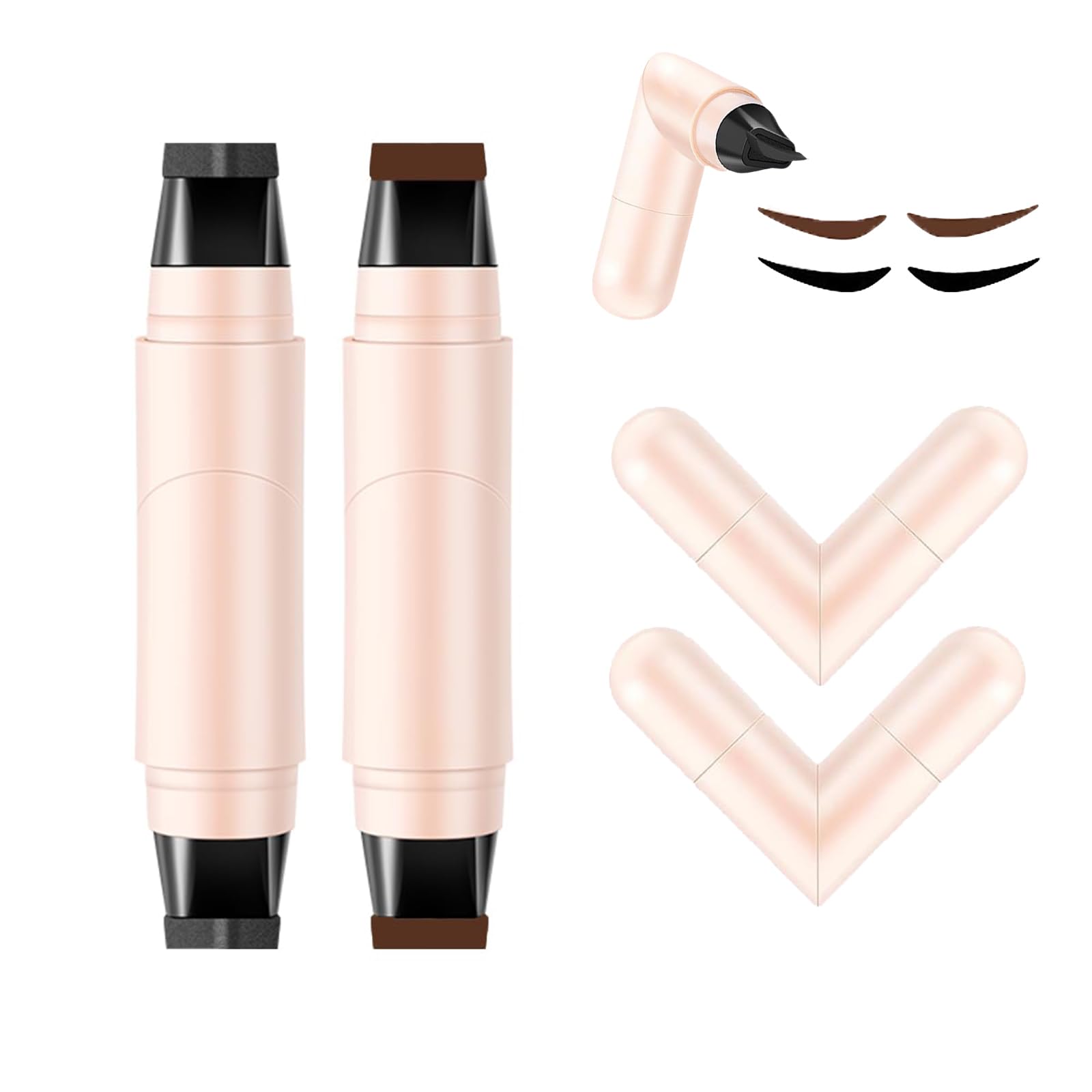 Dulele 2 Colors Dual-Ended Winged Eyeliner Stamp Pen, Rotating Design