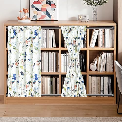 Image of VOGOL Curtains for Door Window, Birds Print Country Style Light Filtering Decorative Drapes for Patio Door, 1 Piece Rod Pocket Curtains for Farmhouse, 36 x 40 Inches