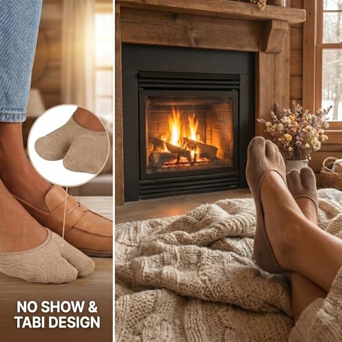 Image of F Flammi No Show Socks Women Tabi Socks Non Slip Flip Flop Socks Low Cut for Sneaker Lofer Boat Shoes